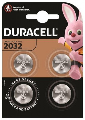 Gombíková batéria, CR2032, 4 ks, DURACELL