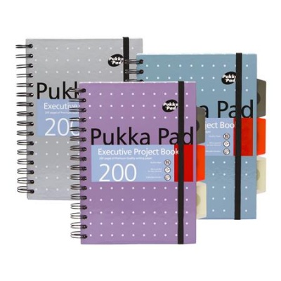 Špirálový zošit, A5, linajkový, 100 listov, PUKKA PAD "Metallic Project Book", mix farieb