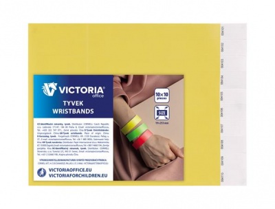 Identifikačný náramok, 3/4", tyvek, neónovo žltý, VICTORIA OFFICE